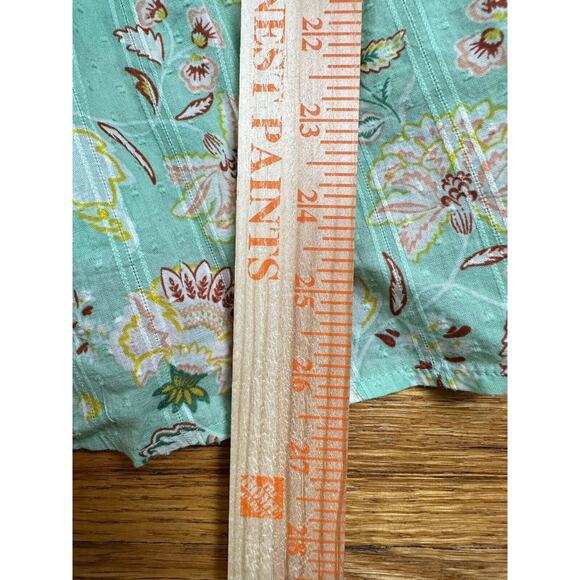 Torrid Blouse Plus Sz 4X Mint Green Cotton Clip Dot Blouson Sleeve Smocked Top - Picture 5 of 8